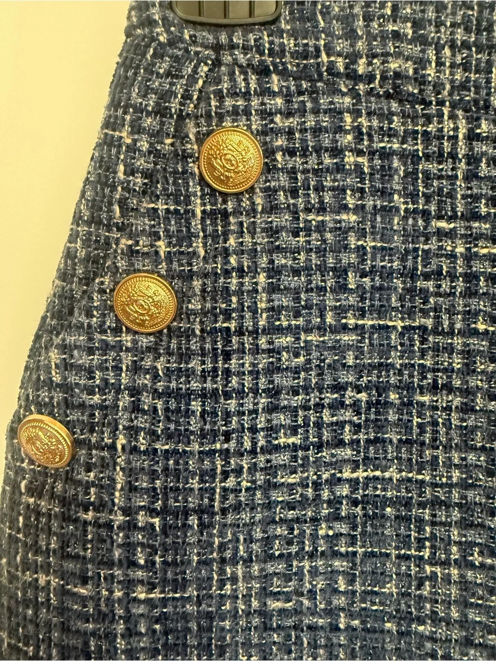 Aqua Navy Tweed skort with Gold Buttons XS. - Picture 2 of 7